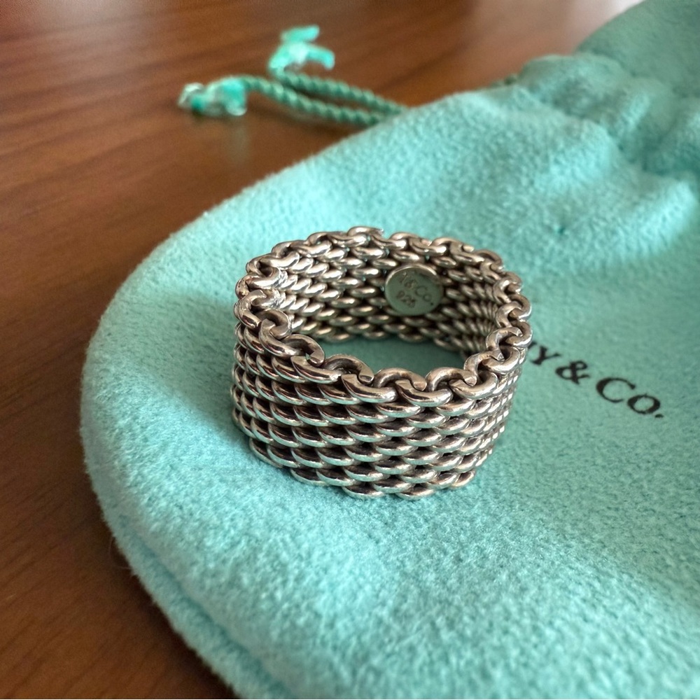 Tiffany & Co Somerset Mesh Ring Sterling Silver Size 7